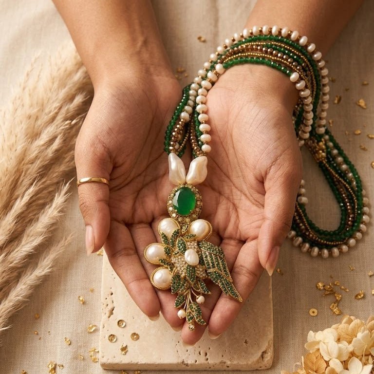 The Emerald & Pearl Artisan Maala