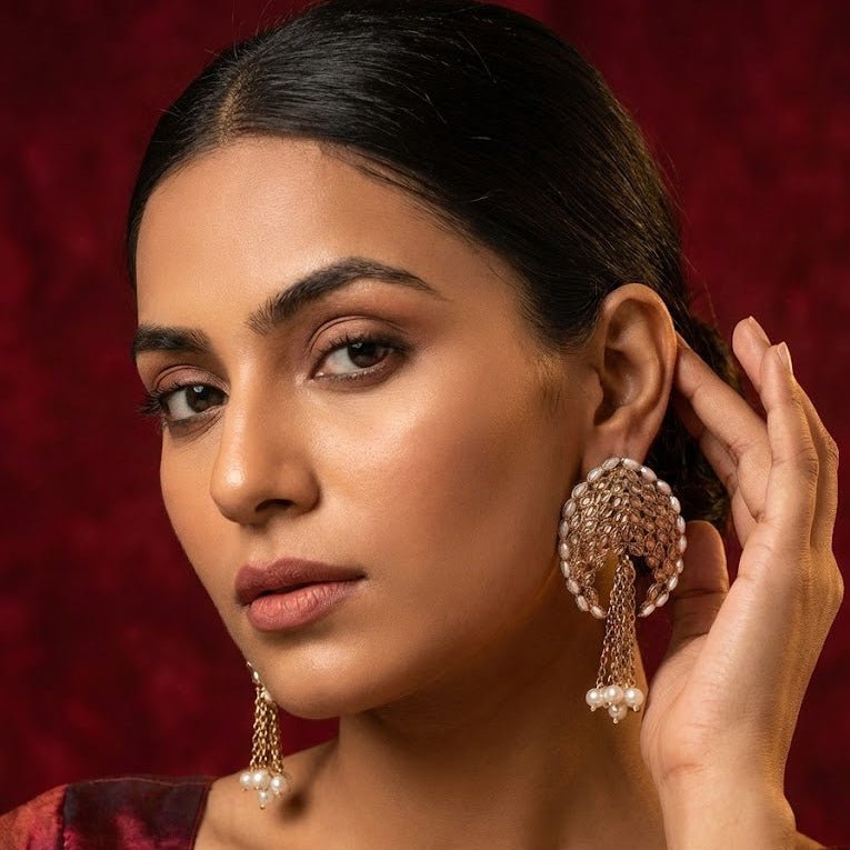 Moti Jhalar Tassel Earrings