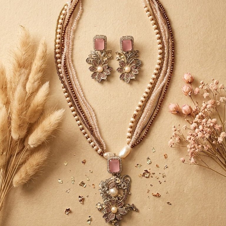 The Blush Rose and Pearl Heritage Maala Set