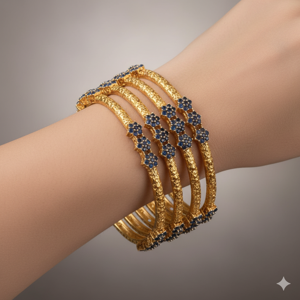 Victorian Flower Bangle Blue
