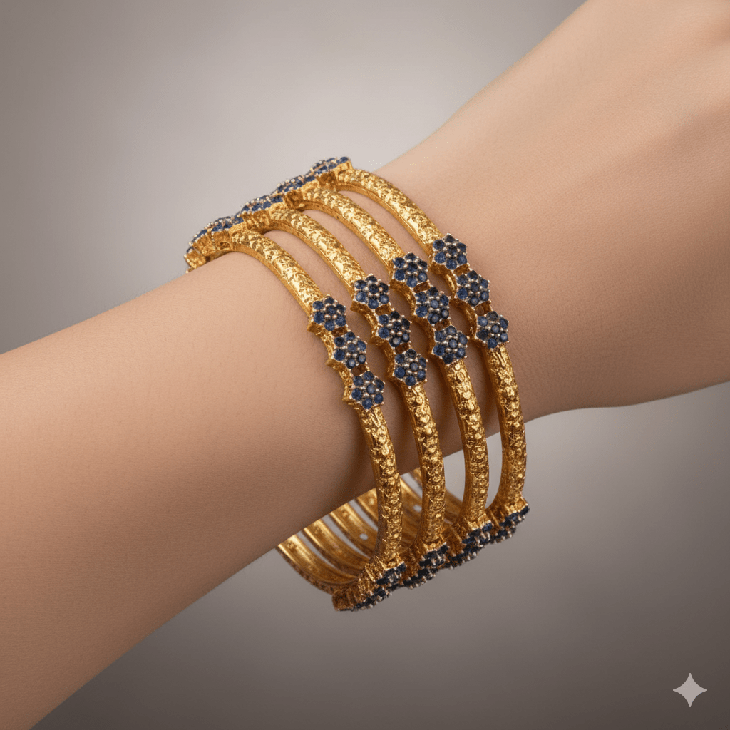 Victorian Flower Bangle Blue