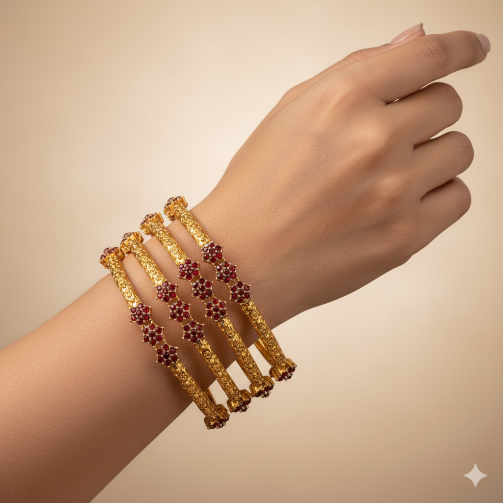 Victorian Flower Bangle Ruby