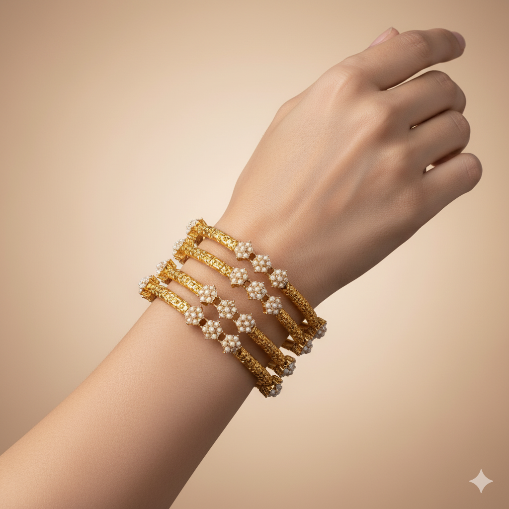 Victorian Flower Bangle White