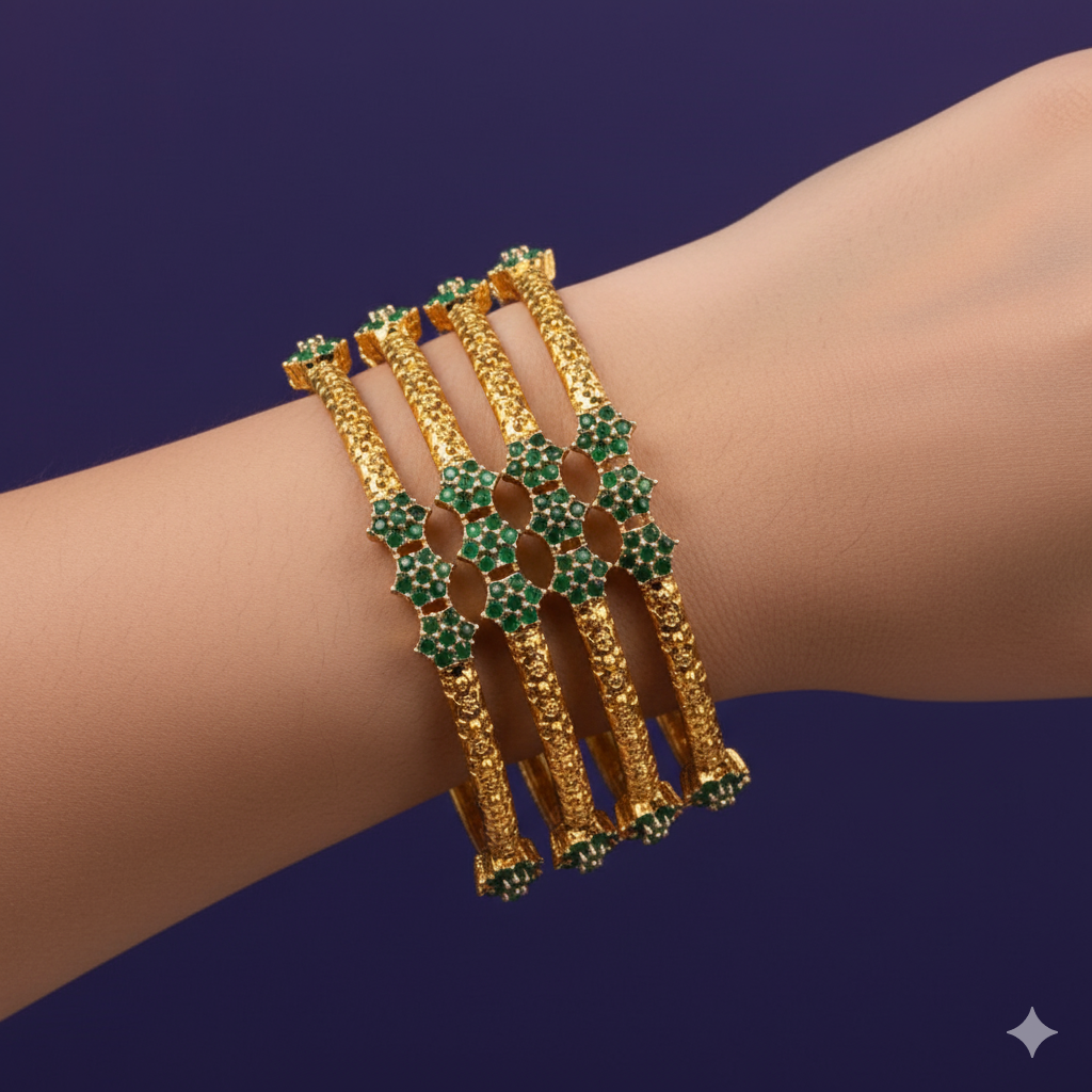 Victorian Flower Bangle Green