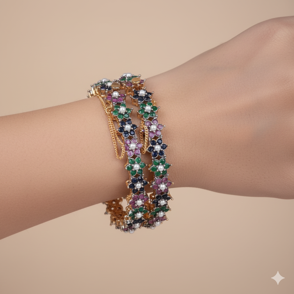 Premium Zircon Flower Bangle
