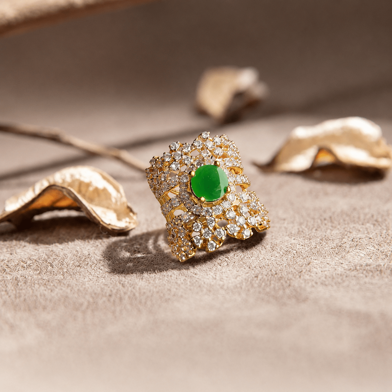 Handcrafted 22k Gold Statement Meadow Mosaic Ring