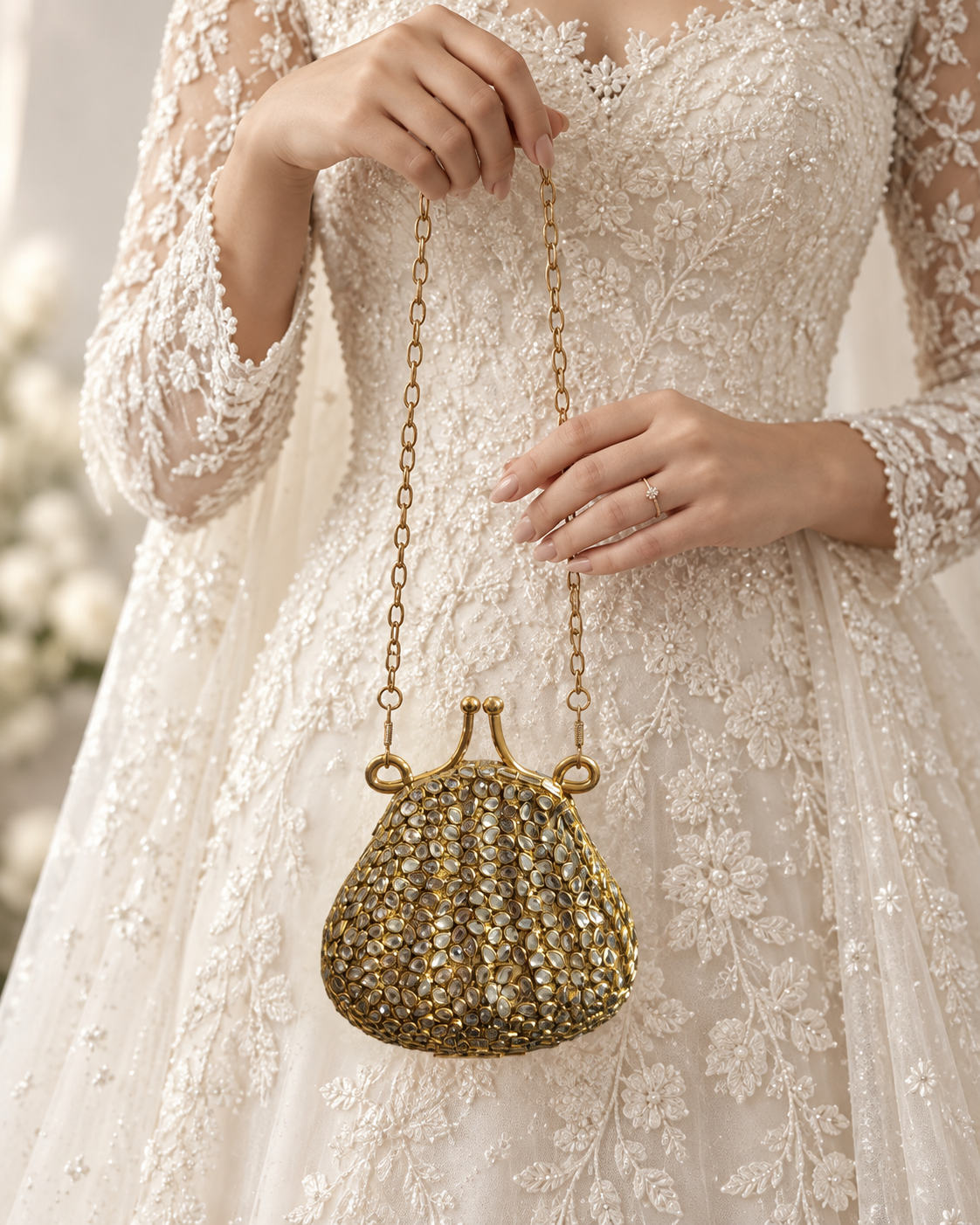 Crystal Royale – Bridal Evening Bag with Chain