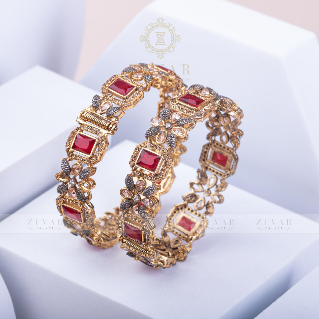 Gold Plated Bangle Pair - 40