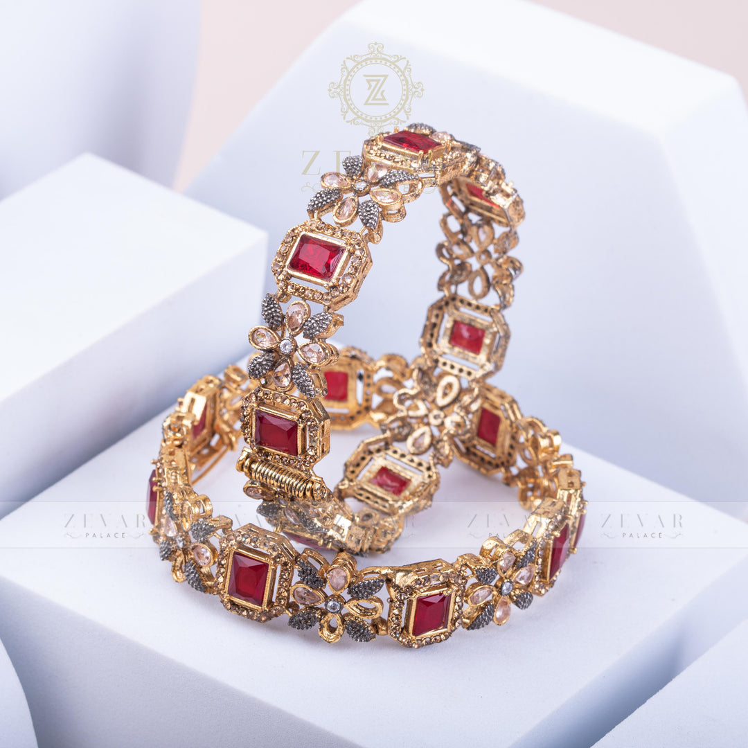Gold Plated Bangle Pair - 40