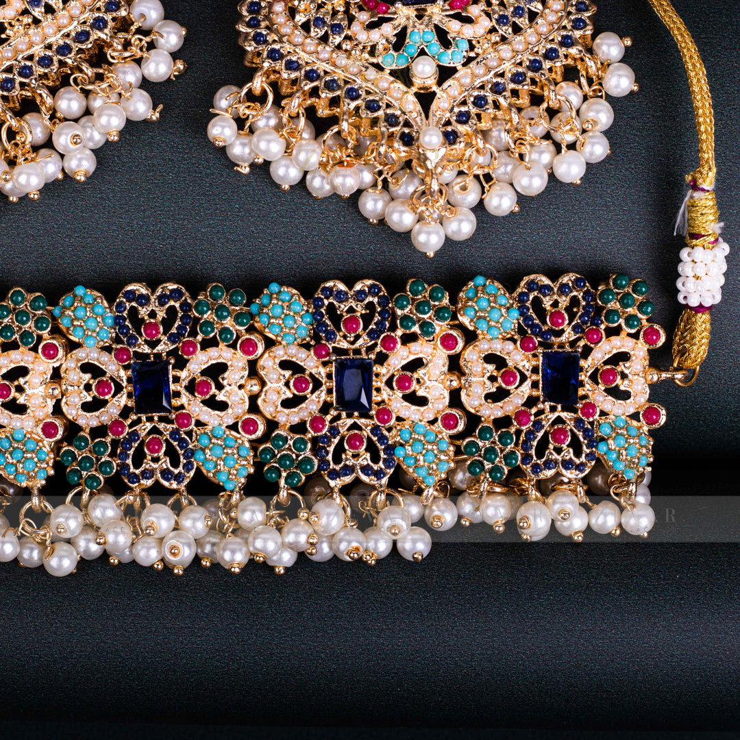 Encrusted Naurattan Necklace Set 02