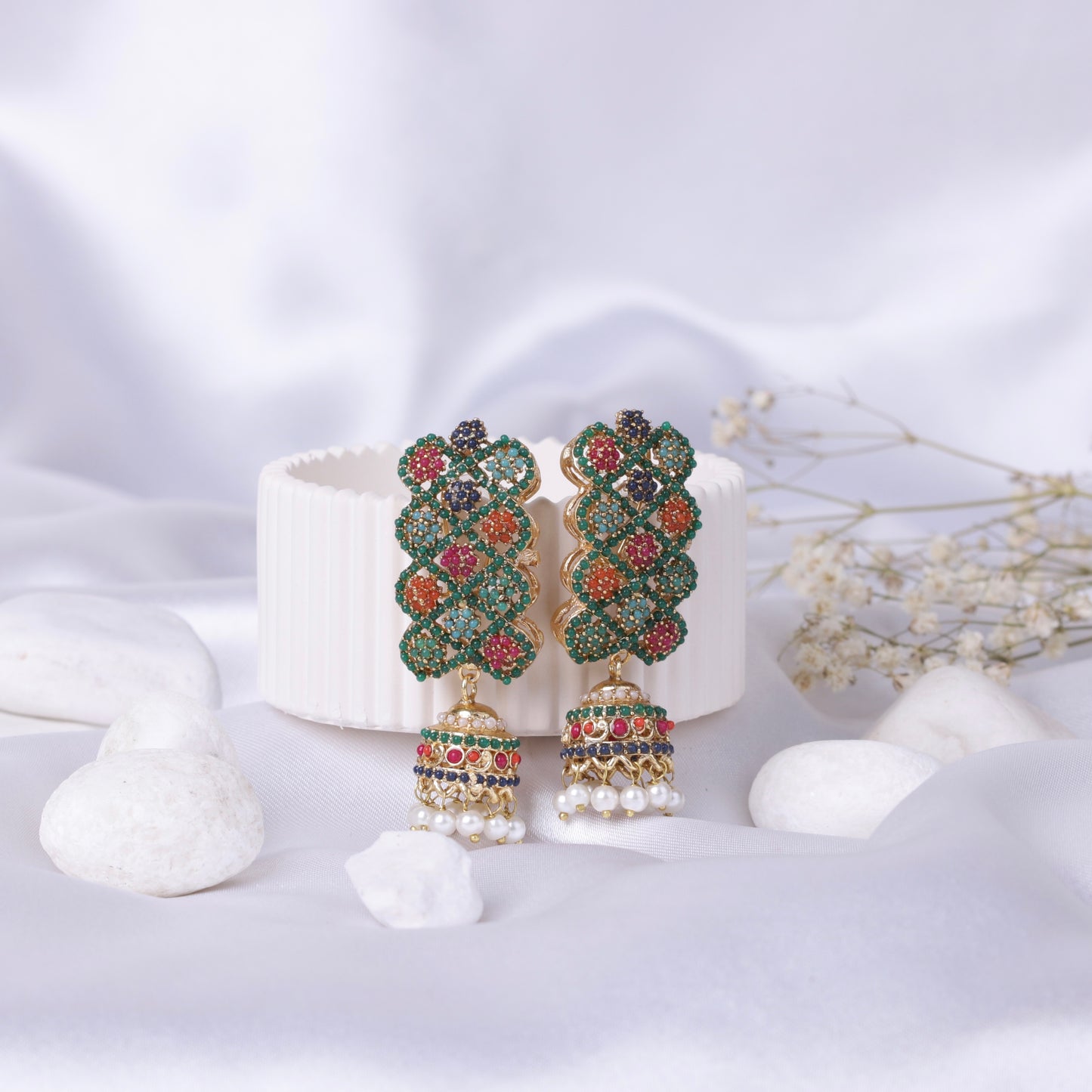 Naurattan Jhumka Pair