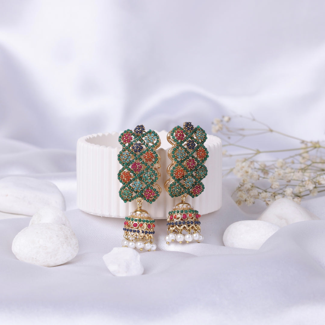 Naurattan Jhumka Pair