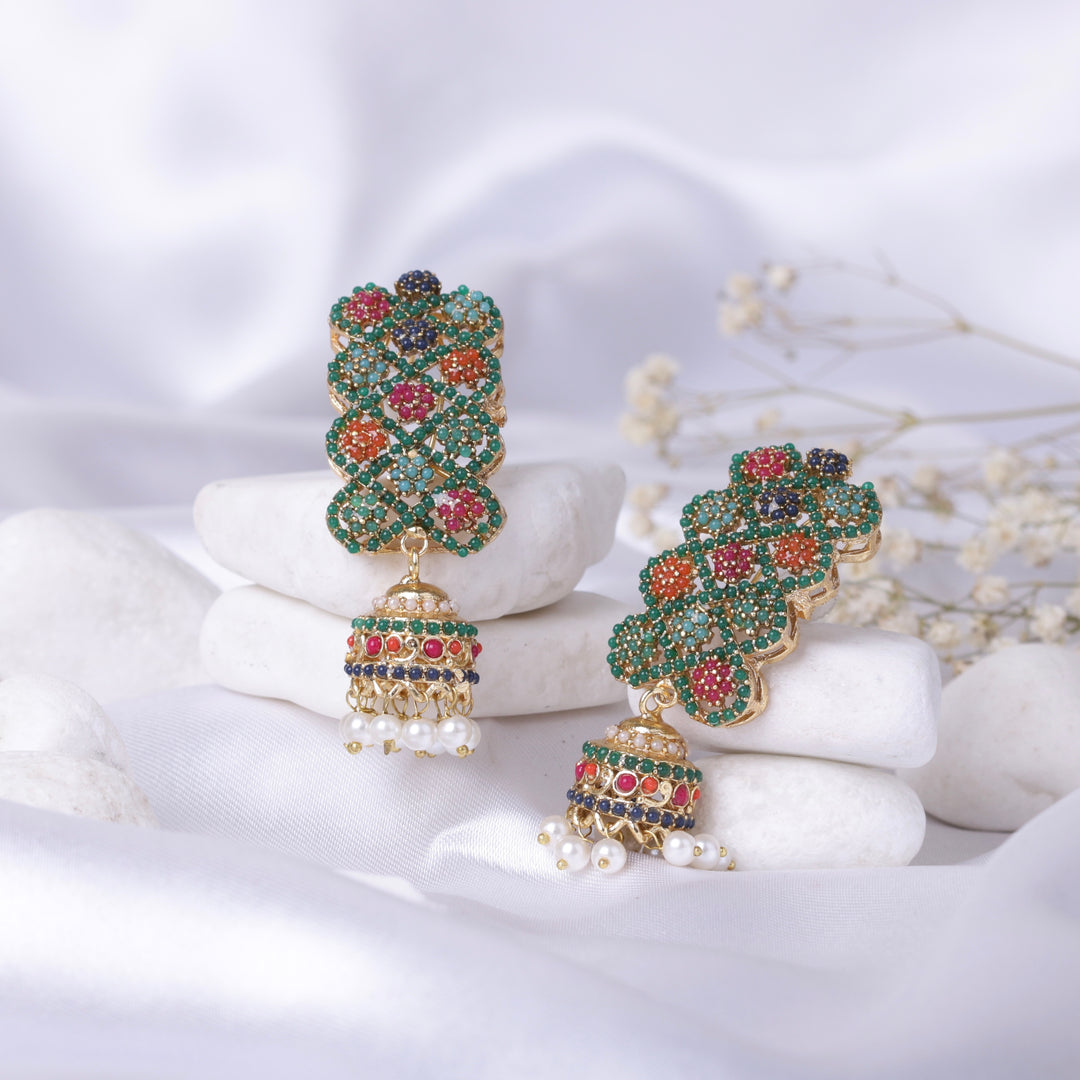 Naurattan Jhumka Pair