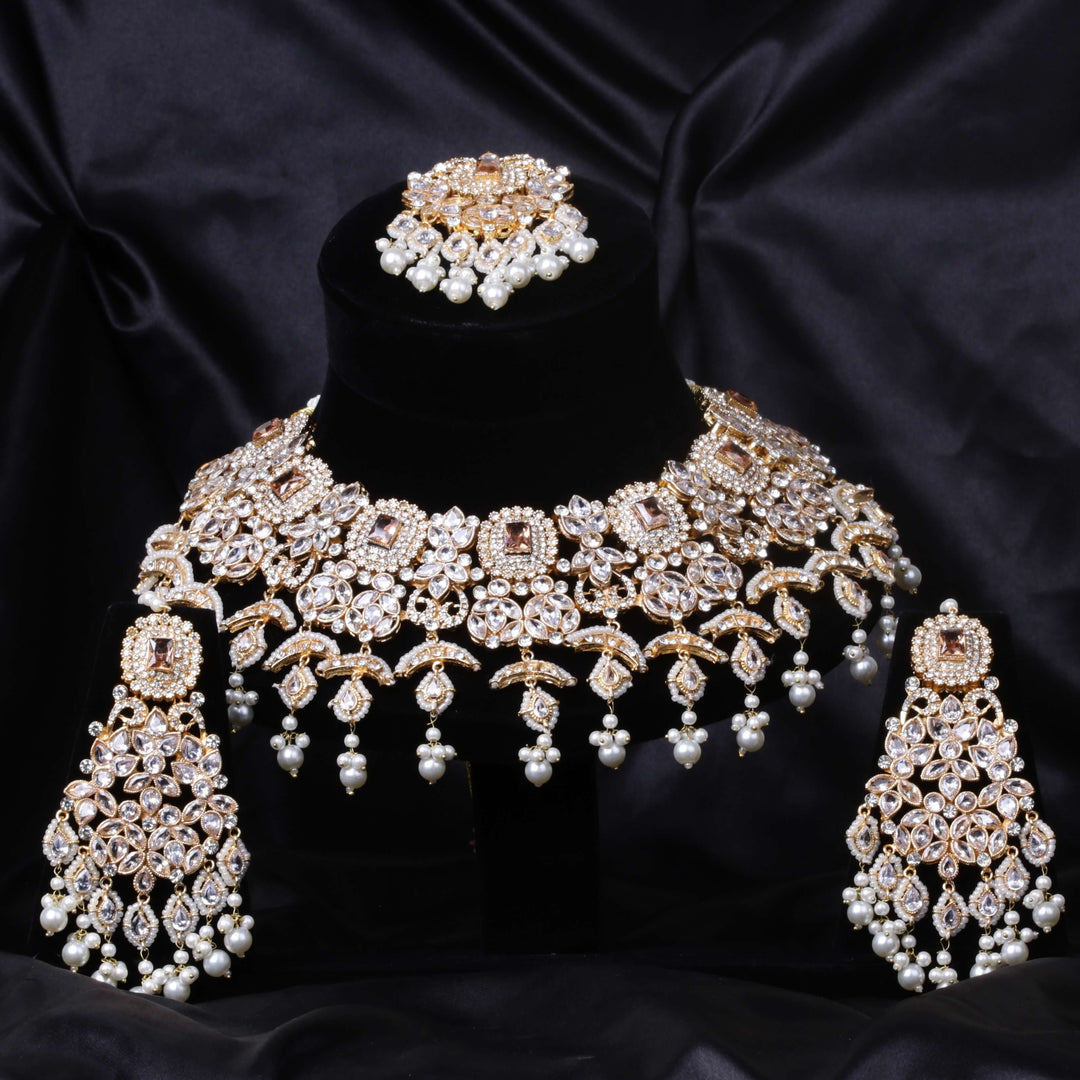 Kundan Handmade Bridal Set Champagne
