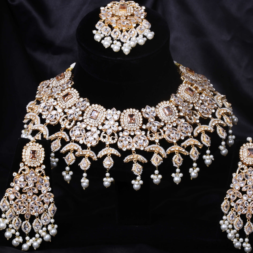 Kundan Handmade Bridal Set Champagne