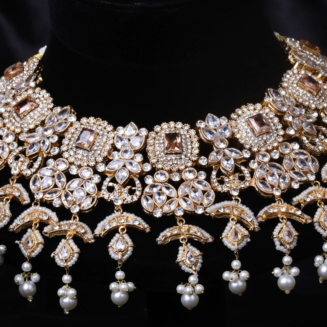 Kundan Handmade Bridal Set Champagne