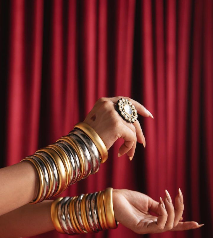 Shabnum Golden And Silver Bangles