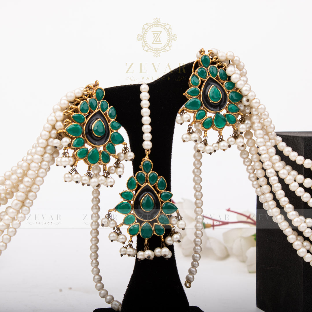 Pearl Sahara Earring & Teeka