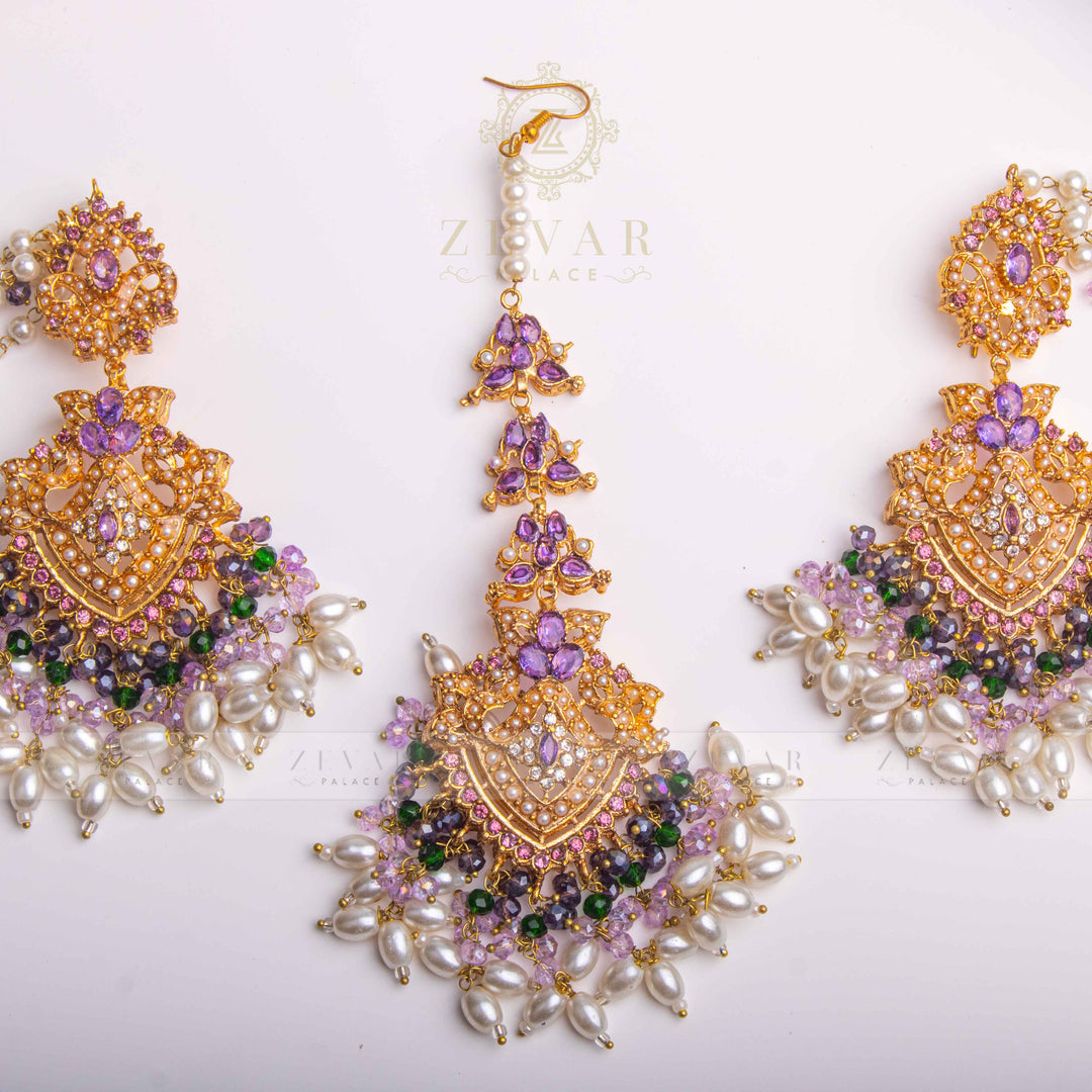 Sahara Earring & Teeka Purple