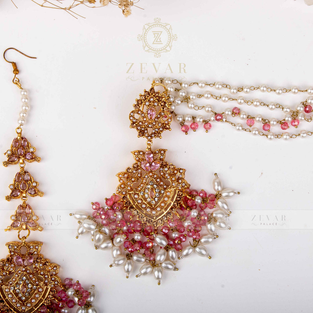 Sahara Earring & Teeka Pink