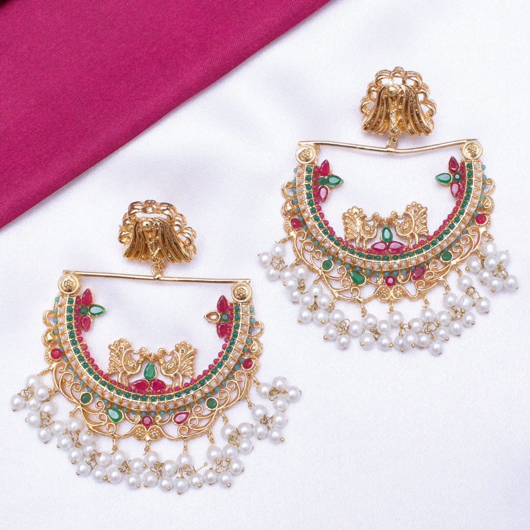 HALF CUT PEACOCK EARRINGS