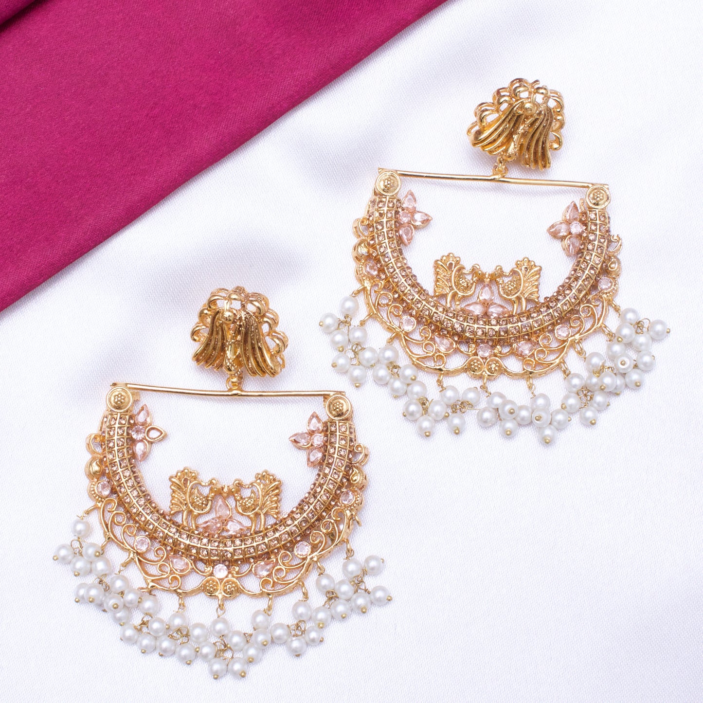HALF CUT PEACOCK EARRINGS