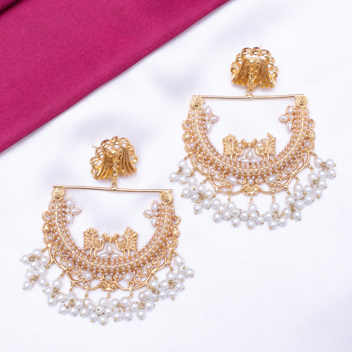 HALF CUT PEACOCK EARRINGS