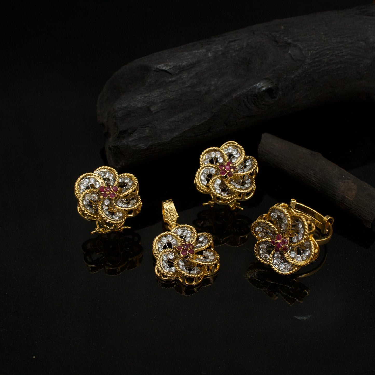 Synthetic Gold Locket Set