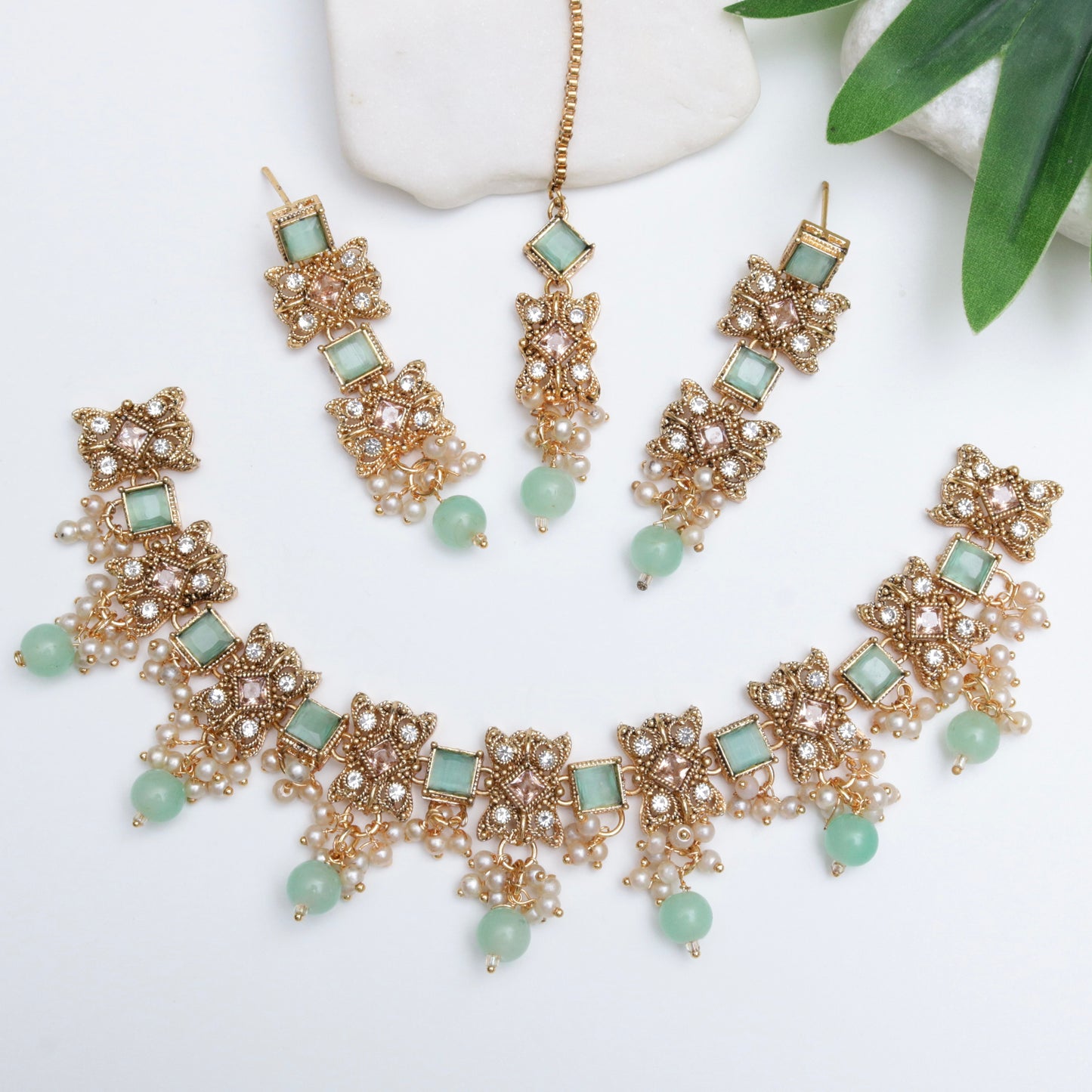 Gemstones & Zircones Antique Necklace Set