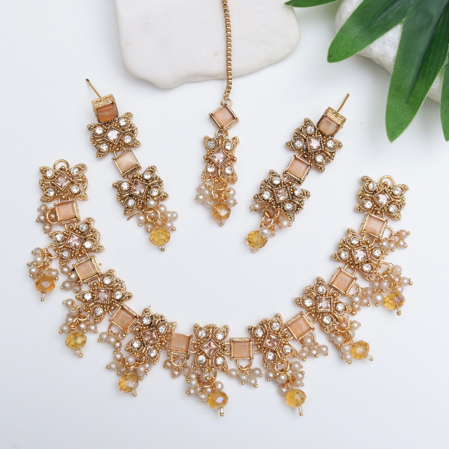 Gemstones & Zircones Antique Necklace Set