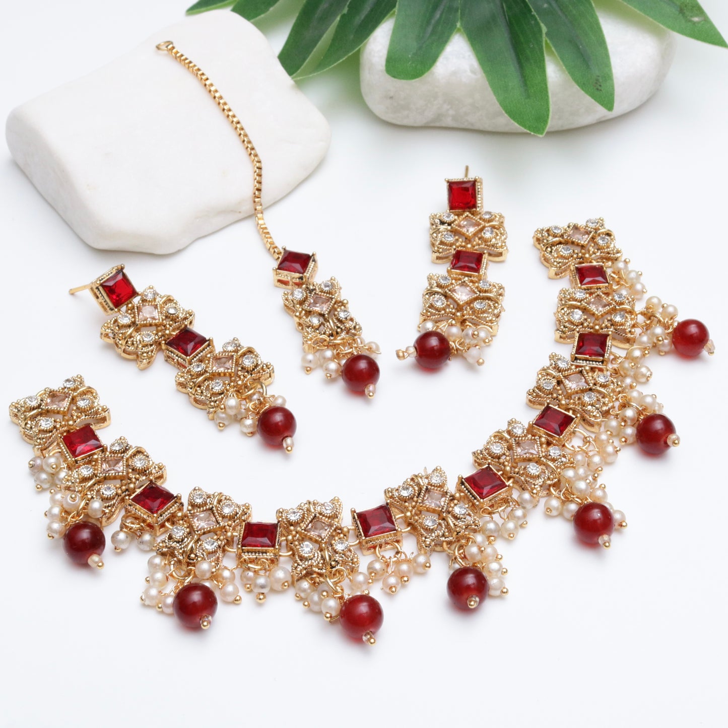 Gemstones & Zircones Antique Necklace Set
