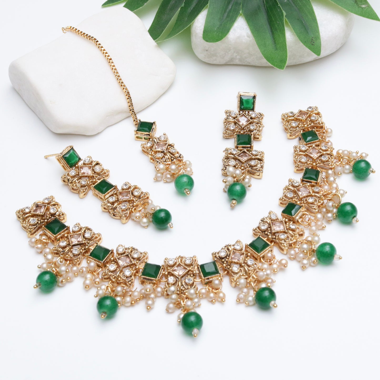 Gemstones & Zircones Antique Necklace Set