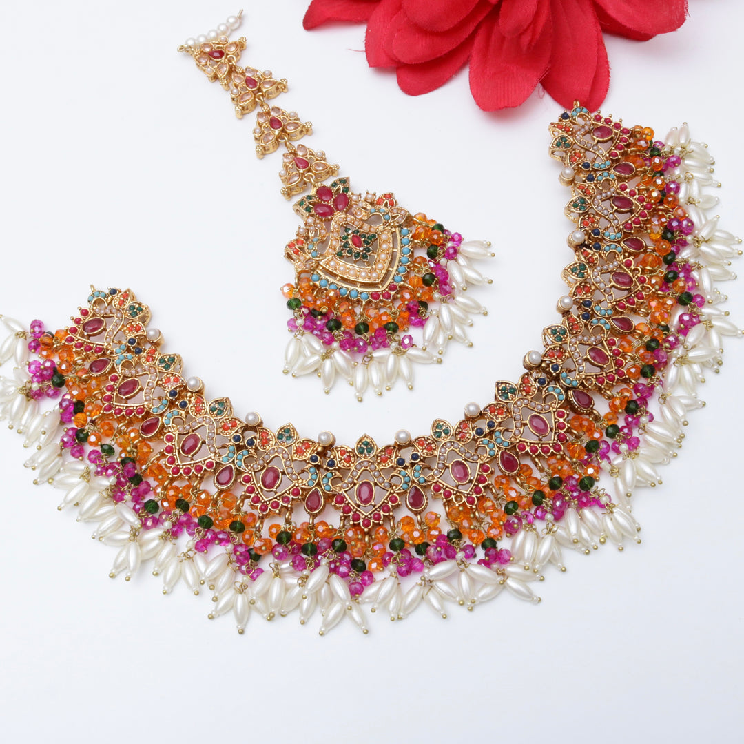 Bridal Naurattan Necklace Set