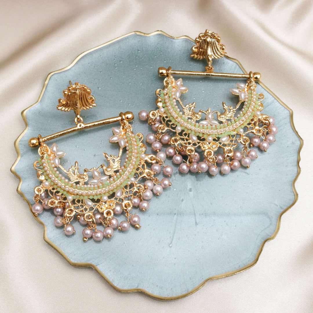 HALF CUT PEACOCK EARRINGS