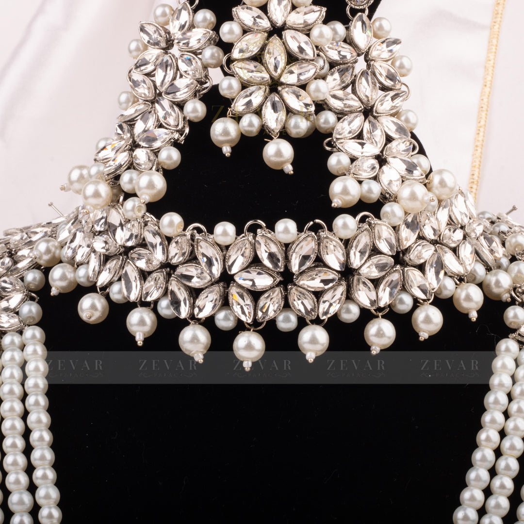 Imperial Bridal Kundun Pearl Set Silver