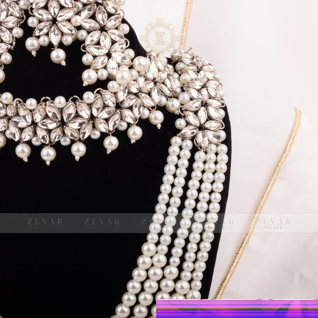 Imperial Bridal Kundun Pearl Set Silver