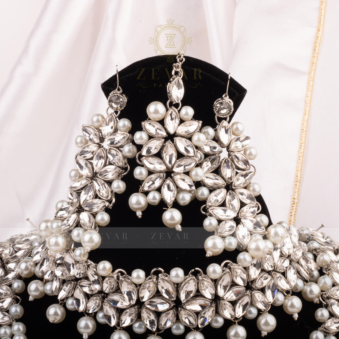 Imperial Bridal Kundun Pearl Set Silver