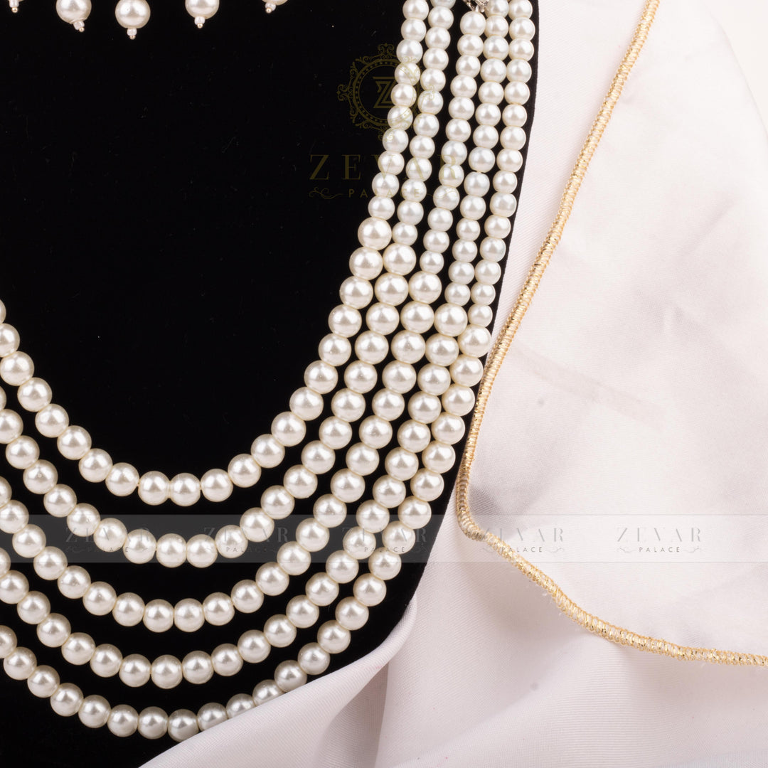 Imperial Bridal Kundun Pearl Set Silver