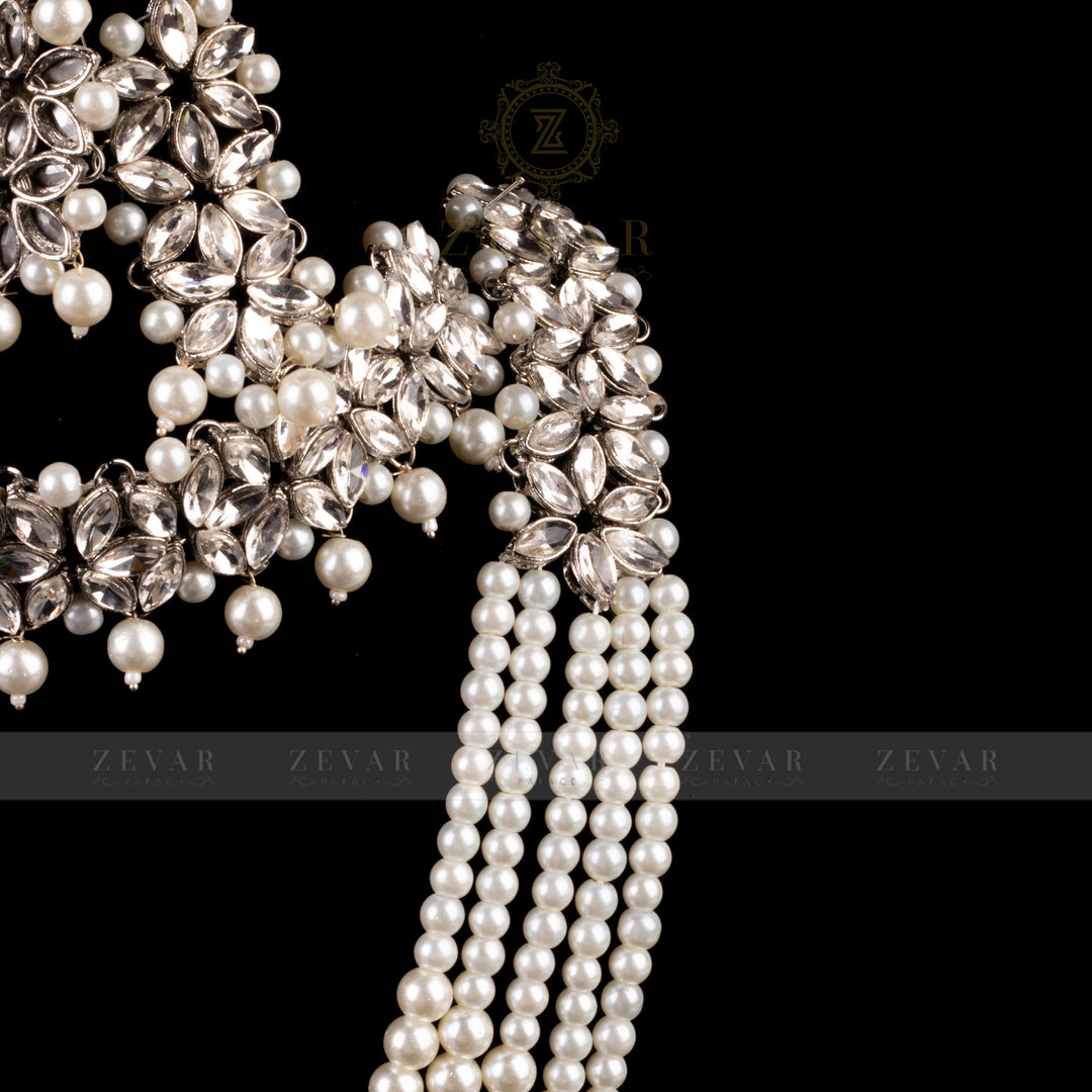 Imperial Bridal Kundun Pearl Set Silver