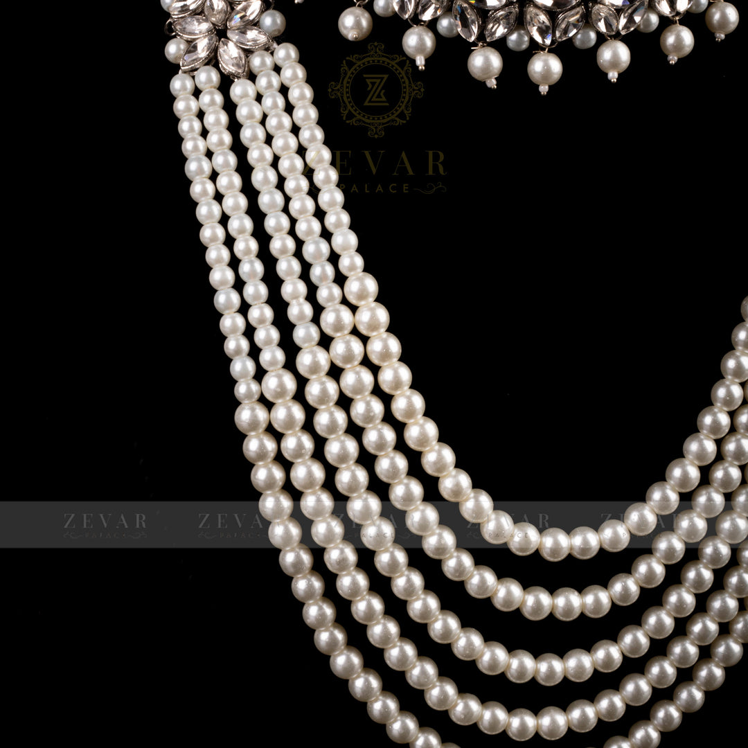 Imperial Bridal Kundun Pearl Set Silver
