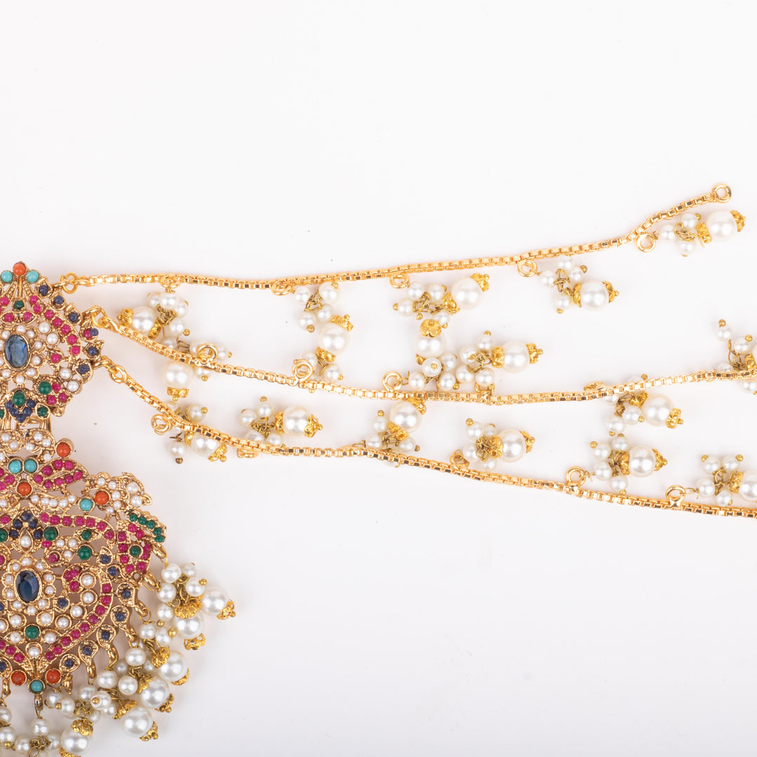 Rang-e-Bahar Earing & Teeka Blue