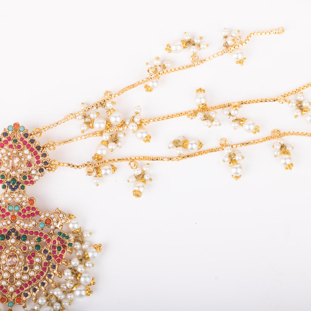 Rang-e-Bahar Earing & Teeka Champagne