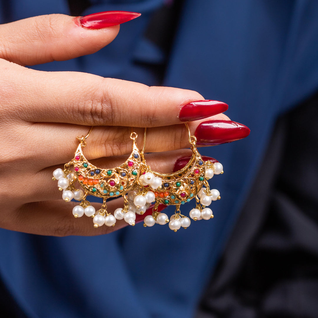 Multicolor Pearl Chandbali