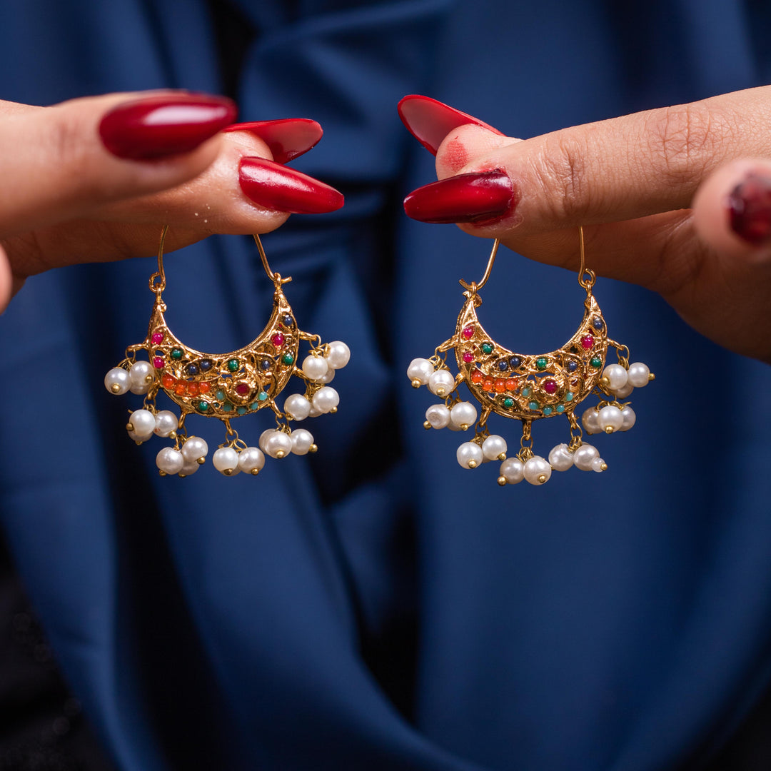 Multicolor Pearl Chandbali