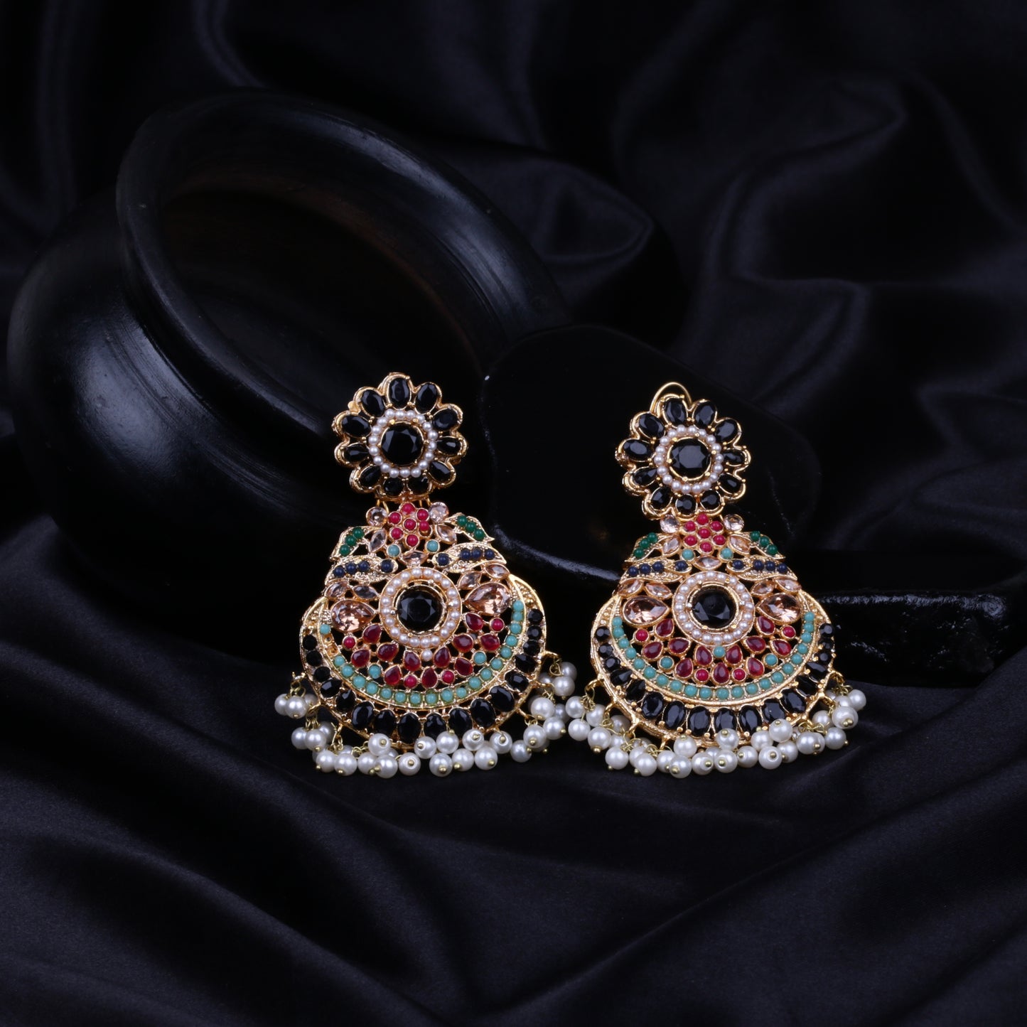 Lavish Nauratan Earrings - Premium 9-Stone Statement Jewelry