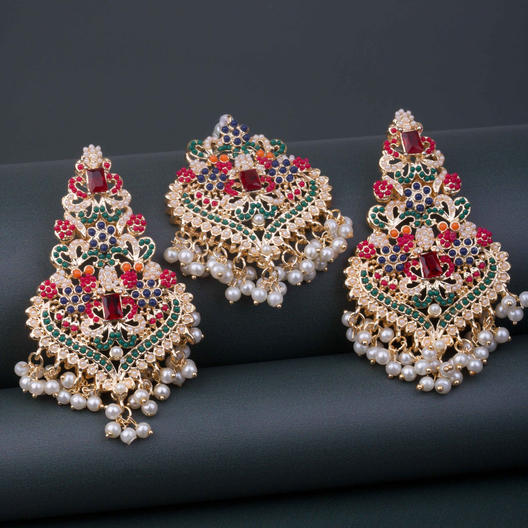 Encrusted Naurattan Necklace Set 02