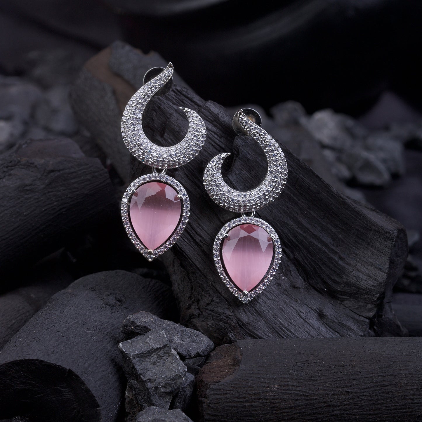 Gemstone Jarao Stone Earrings - Silver Plated Statement Jewelry