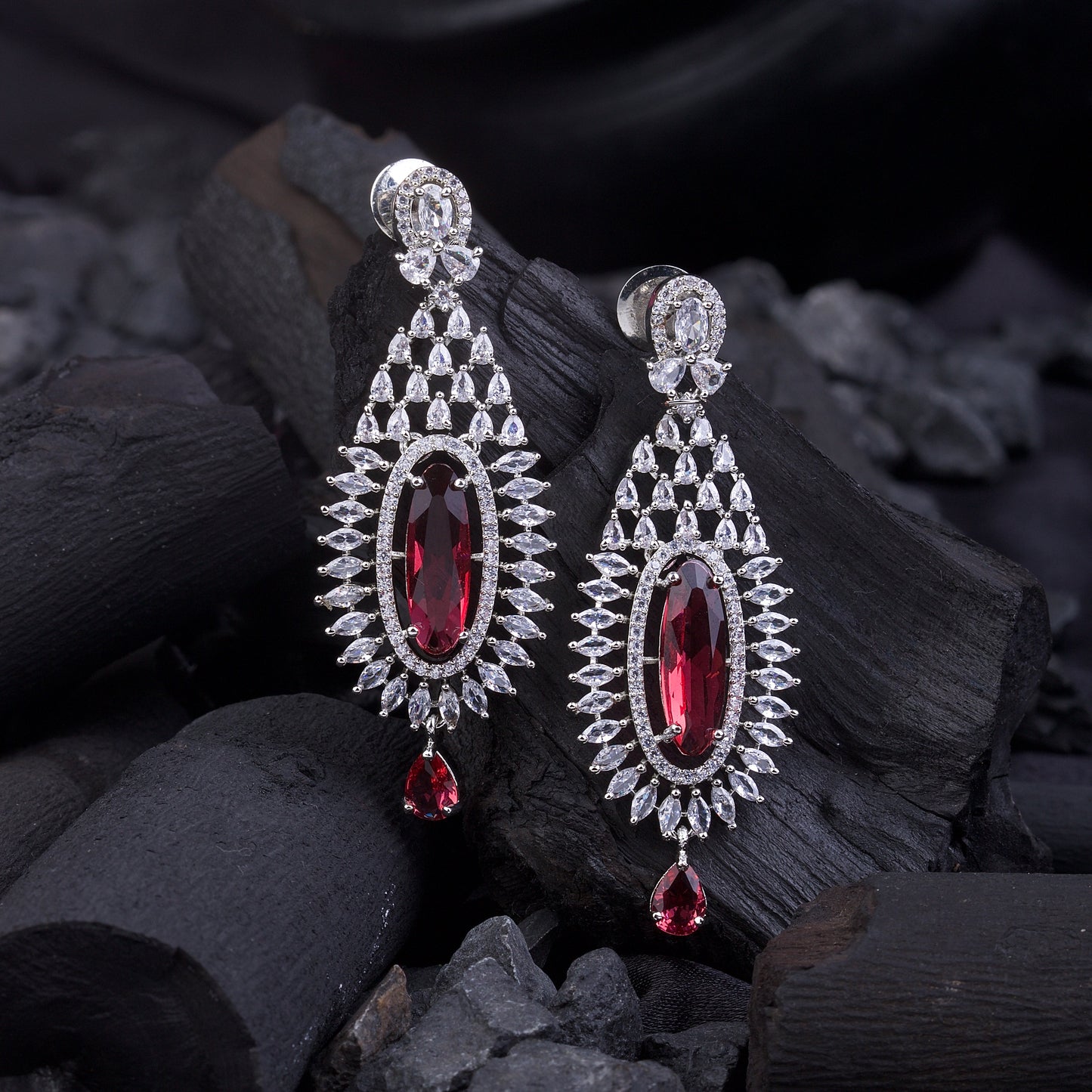 Diamonds Earrings Red