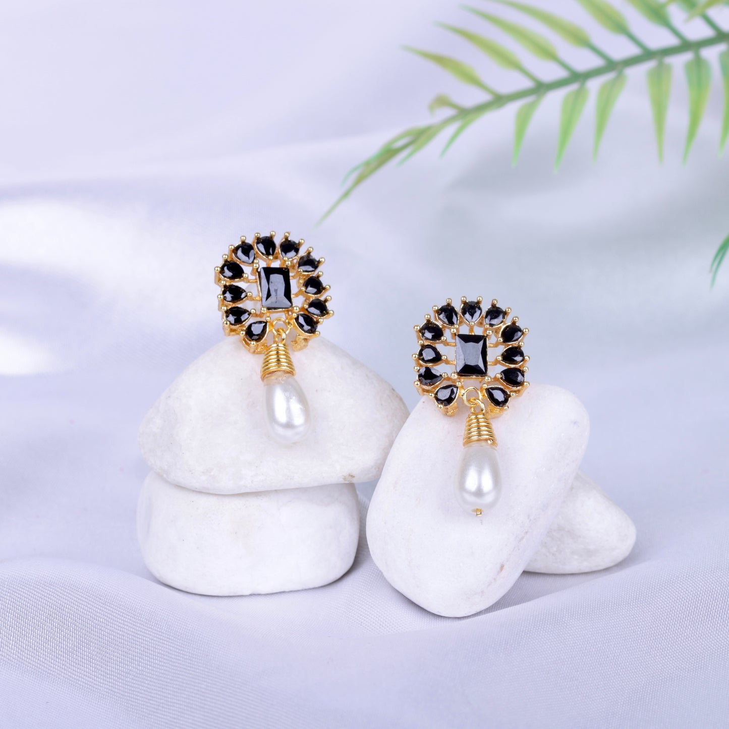 Amethyst Pearl Drop Earrings - 21k Gold Plated Gemstone Jewelry