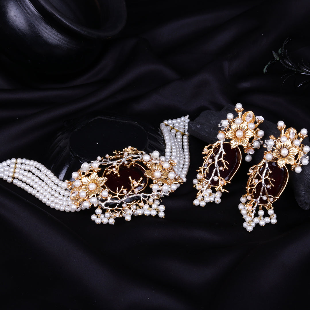 Orchid Hand Crafted Chokker Set
